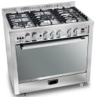 فرن يونكس غاز امان كامل 5 شعلات 60×90 5 عيون من ساباف الايطالية شبك زهر ثقيل استيل - C6090SS.2SC.511.IDSP