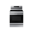 فرن سامسونج كهرباء سراميك 5 عيون سعة 6.3 قدم مكعب ، تصميم متميز مصنوع من الفولاذ المقاوم للصدأ Air Fry ، مروحة توزيع فضي