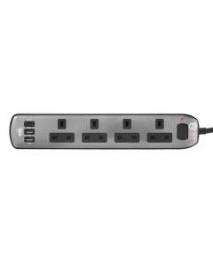 توصيلة جرين هوم 4 مقابس , 5 متر,  رمادي غامق ،+ 2USB  + 2 Type C - GH-CE4SUC/GB-5M