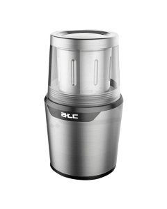 مطحنة بن اي تي سي 80 جم ، 200 واط وعاء قابل للفك وسهل للتنظيف ، مع غطاء لمنع تطاير البهارات او القهوة وقت الطحن جسم الطحانة من الاستانليس ستيل ، شفرات