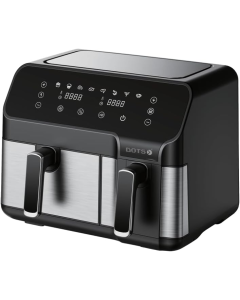 قلاية هوائية دوتس منطقتين 5.1 لتر + 3.2 لتر، تحكم رقمي، 2700 واط، 8 برامج طهي مسبقة اسود