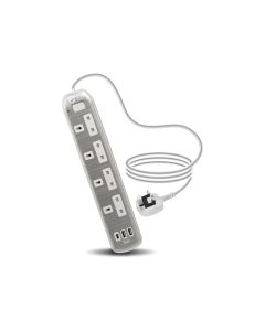 جرين هوم توصيلة كهربائية 4 مقابس و2 منفذ USB و منفذ Type C طول الكبل 5 متر فضي