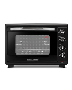 فرن كهربائي بلاك اند ديكر 55 لتر 2000 واط ضبط درجة الحرارة 90-230 درجة، شواية مزدوجة وباب زجاجي مزدوج للسلامة + ملحقات متعددة، مع مشواة لتحميص الخبز